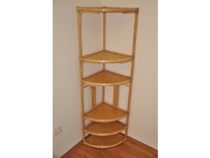 Ratanová rohová polica 6 poschodí medová