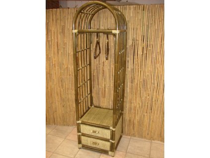 Ratanová polica s vešiakom hnedá