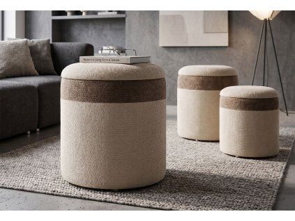 Set 3 moderných taburetiek s úložným priestorom