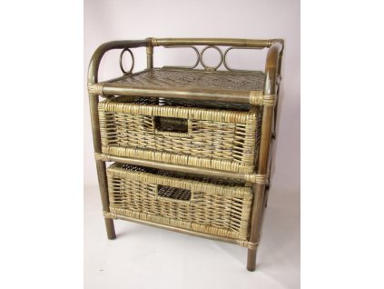 Hnedá ratanová komoda 2 zásuvky