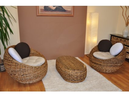 Ratanová sedacia súprava Baverly 2+1 banánový list