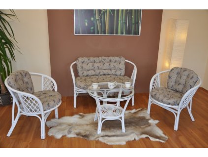 Ratanová sedacia súprava Bahama veľká - biela