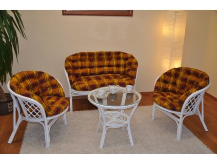 Ratanová sedacia súprava Bahama veľká biela - polstre MAXI