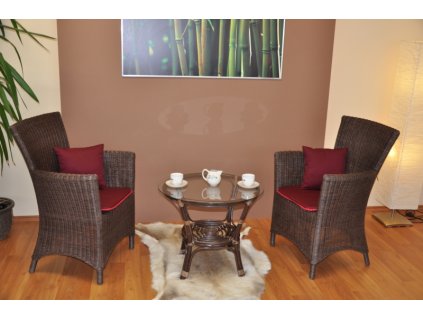 Ratanová súprava Pluto 2+1 hnedá