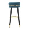 Zelenomodrá zamatová barová stolička Paris