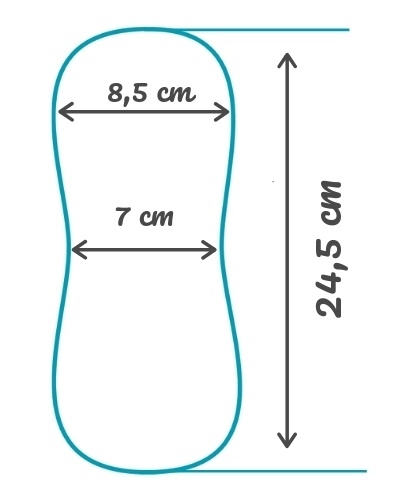 Rozměry menstruační vložky Bamboolik - biobavlněné froté