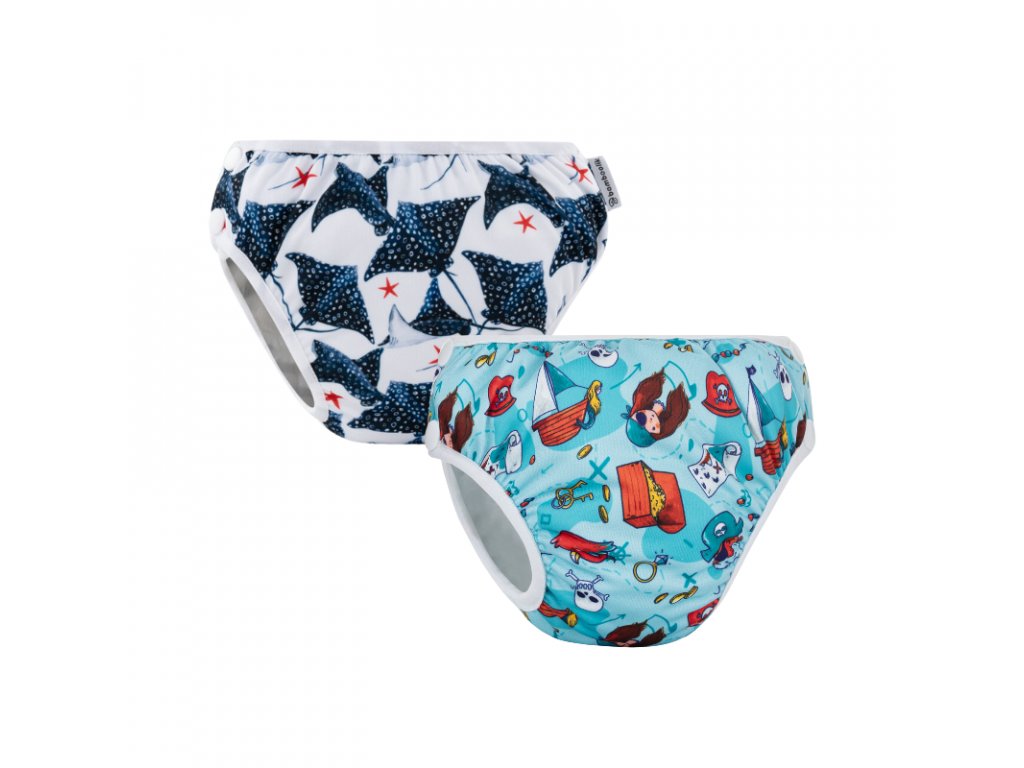 SunBusters Boy's Reusable Swim Diapers, Ocean Manta Ray, Small