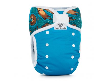 XL nappy cover for large size diapers. Design: Turquoise + Otters in Love| Bamboolik