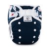 Waterproof Nappy Covers. Design: Dark Blue + Ramp Fish, Fastening: velcro | Bamboolik