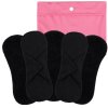 Washable menstrual pads from organic cotton terry. Value Pack of 5 pieces, with a practical wetbag. Menstrual pads in black colour.