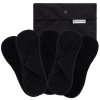 Washable Panty Liners from organic cotton terry. Value Pack of 5 pieces, with a practical wetbag. Panty Liners in black colour.
