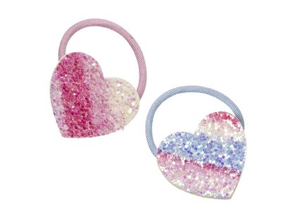 Siena vícebarevné třpytivé gumičky do vlasů se srdíčky (Barva Modrá)