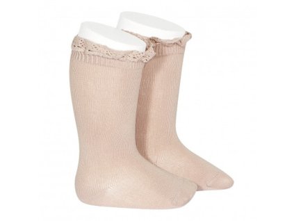 Condor podkolenky s krajkou starorůžové (Velikost 0)