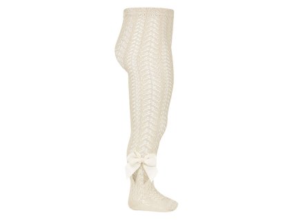 perle openwork tights with bow linen