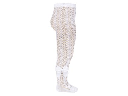 perle openwork tights with bow white