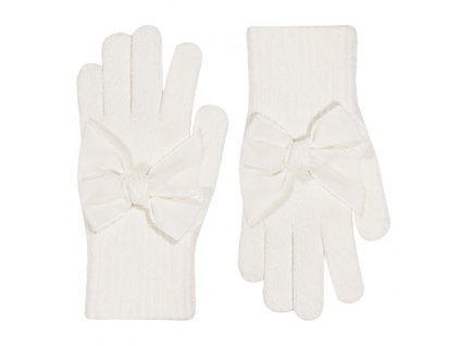 gloves with giant velvet bow beige