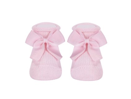 baby warm cotton booties grossgrain bow pink