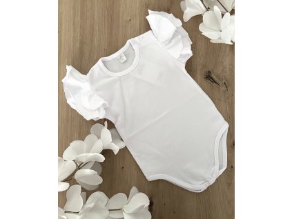 Body s volánky a krátkým rukávem bílé (Velikost 68)