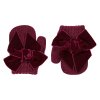 one finger mittens velvet bow garnet