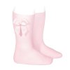 knee high socks with grossgrain side bow pink