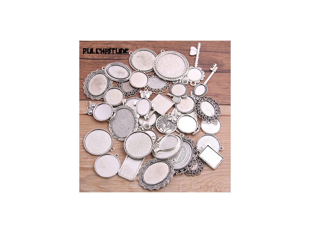 variant image030g Random Antique color Pierced Mixed Size 5 200 Style Cabochon Base Setting Charms Pendant 1B
