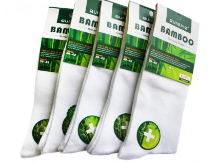 Bambusové ponožky - classic - bílé - 5 párů