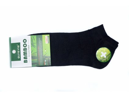 Bambusové ponožky - kotníčkové - černé - 5párů