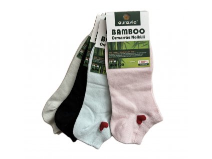 Bambusové ponožky - kotníčkové se srdíčkem - mix barev- 2páry VÝPRODEJ!!