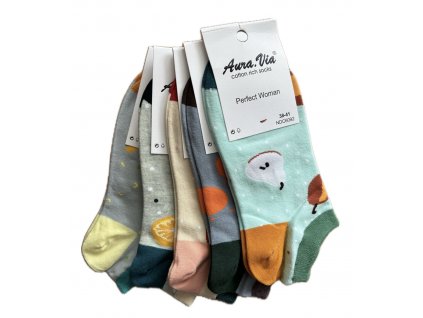Dámské bavlněné ponožky - kotníčkové - mix barev - 2páry
