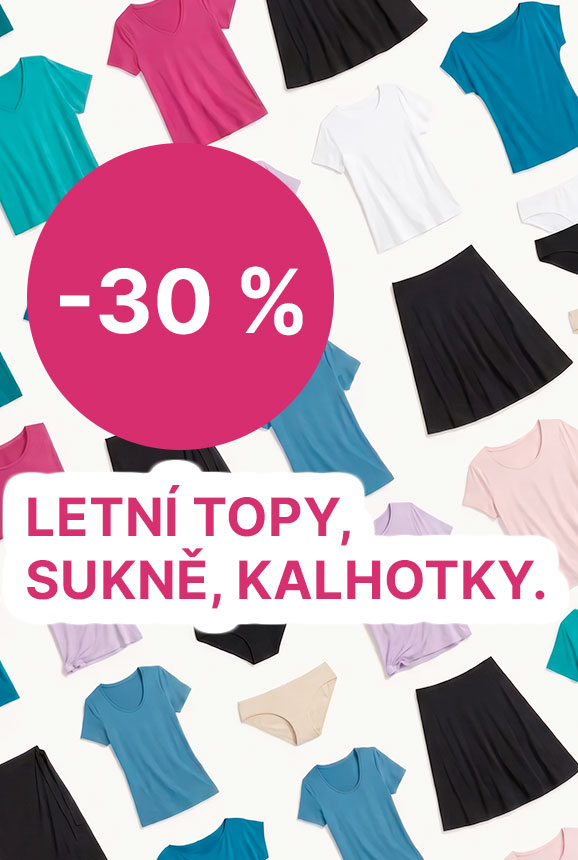 Letní výprodej dámských produktů.
