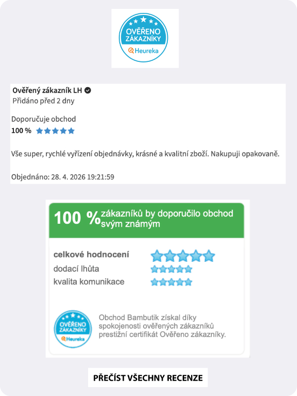 Hodnocení na heureka 100%.