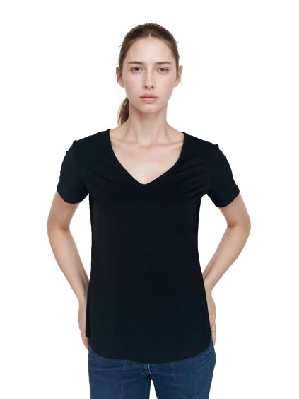 bambutik damske tricko bambus relax V cerne modelka 1