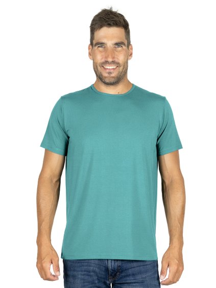 Bambusové Tričko Classic Modrozelené Tealové Krátký Rukáv Pánské