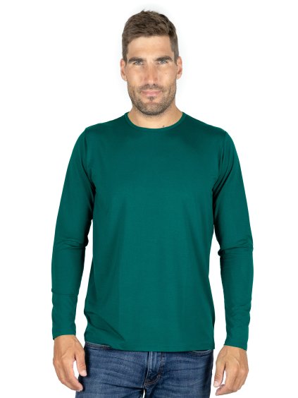 Bambusové Tričko Classic Tmavě Tyrkysové Dlouhý Rukáv Pánské