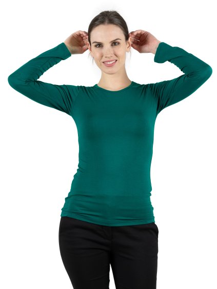 Bambusové Tričko Classic Tmavě Tyrkysové Dlouhý Rukáv Dámské