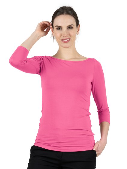 Bambusový Top Lodička 3/4 Rukáv Fuchsiová Dámská