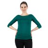 Bambusový Top Lodička 3/4 Rukáv Tmavě Tyrkysová Dámská