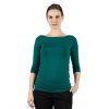 Bambusový Top Lodička 3/4 Rukáv Tmavě Tyrkysová Dámská
