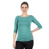 Bambusový Top Lodička 3/4 Rukáv Modrozelená Tealová Dámská