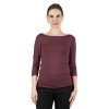 Bambusový Top Lodička 3/4 Rukáv Vínová Dámská