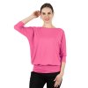 Bambusový Top Netopýr Fuchsiový 3/4 Rukáv Volný Střih Dámský