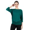 Bambusový Top Netopýr Tmavě Tyrkysový 3/4 Rukáv Volný Střih Dámský