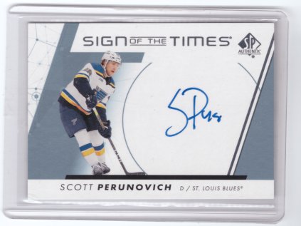 2022-23 SP Authentic SCOTT PERUNOVICH Sign of the Times Auto Podpis