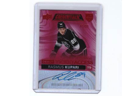 2021-22 UD Credentials RASMUS KUPARI Debut Ticket Access Red Rookie Auto Podpis Limit 99