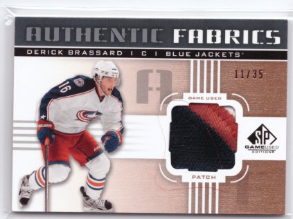 2011-12 UD SP Game Used DERICK BRASSARD Authentic Fabrics Patch Limit 35