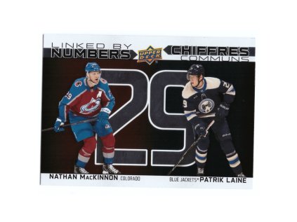 2023-24 UD Tim Hortons NATHAN MACKINNON PATRIK LAINE Linked By Numbers