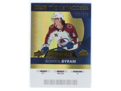 2021-22 UD Credentials BOWEN BYRAM Debut Ticket Access Limit 249