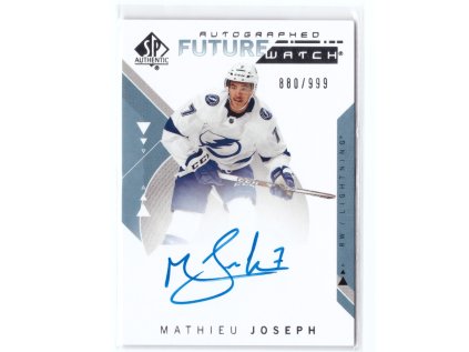 2018-19 UD SP Authentic Hockey MATHIEU JOSEPH Autographed Future Watch Auto Podpis Limit 999