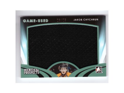 2015-16 Leaf ITG Heroes & Prospects JAKOB CHYCHRUN Game Used Jersey Emerald Limit 25