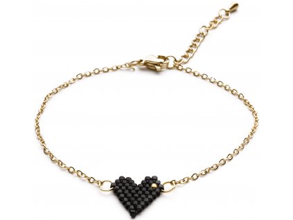 Náramek Heart beads black